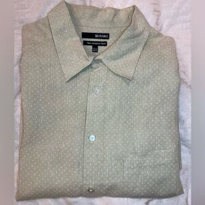 Murano Men's light green patterned linen long sleeve button down